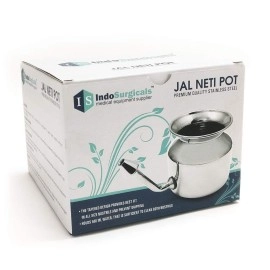 IS IndoSurgicals Stainless Steel Ayurvedic Jala Neti Pot for Sinus Congestion With 10 Sachet of Salt Plus