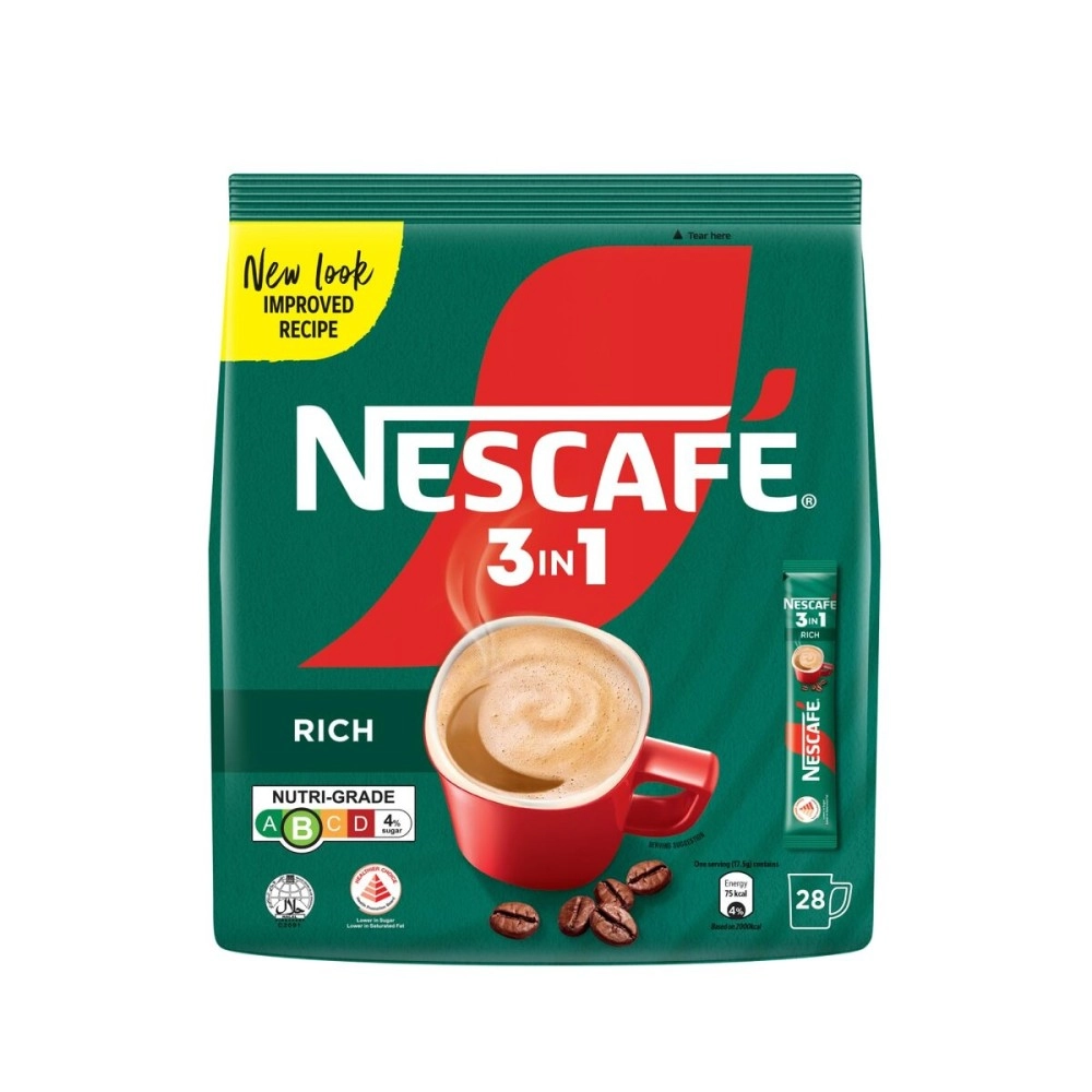 Nescafe 3 In 1 Rich Coffee Powder - 25 Sachets Bag, 475 Gram