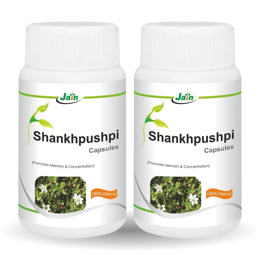 JAIN Shankhpushpi Capsules 60(Pack of 2) | 100% Natural | Supports Immunity System | GMP Certified, 120 count