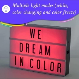 My Cinema Lightbox | Lightbox to Personalise with Letters, Numbers and Symbols - Colour Changing in 3 Modes: White LED, Gradual Variation and Colour Block - 30 x 22 cm