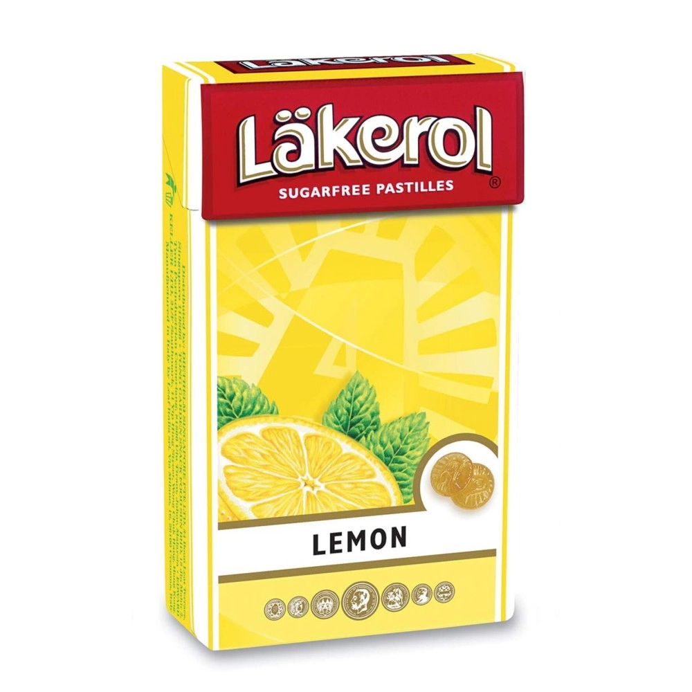 Lkerol Sugar Free Pastilles Imported Swedish Refreshing Lemon Mouth Freshener, Pastille - 100% Veg