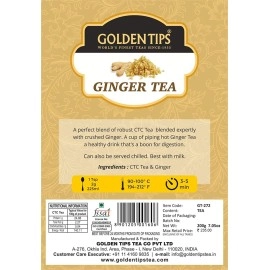 Golden Tips Special Ginger CTC Black Tea Indian Masala Chai Loose Leaves Pouch (200 Gram, 80 cups)