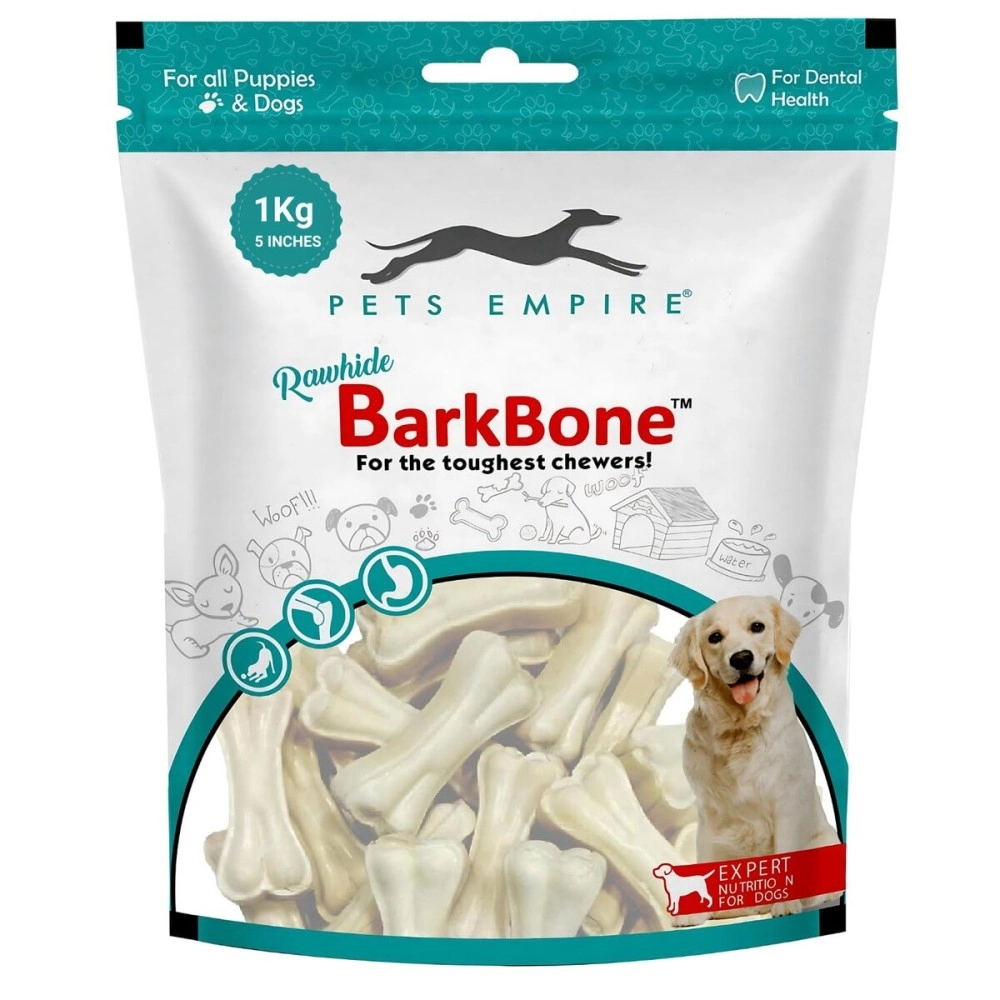 Pets Empire Rawhide Bones for Dogs 5 Inches (1kg) | Rawhide Pressed Chew Stick Young Adult Dog Treat & Dog Food | Dog Treats for All Breed Sizes Dogs