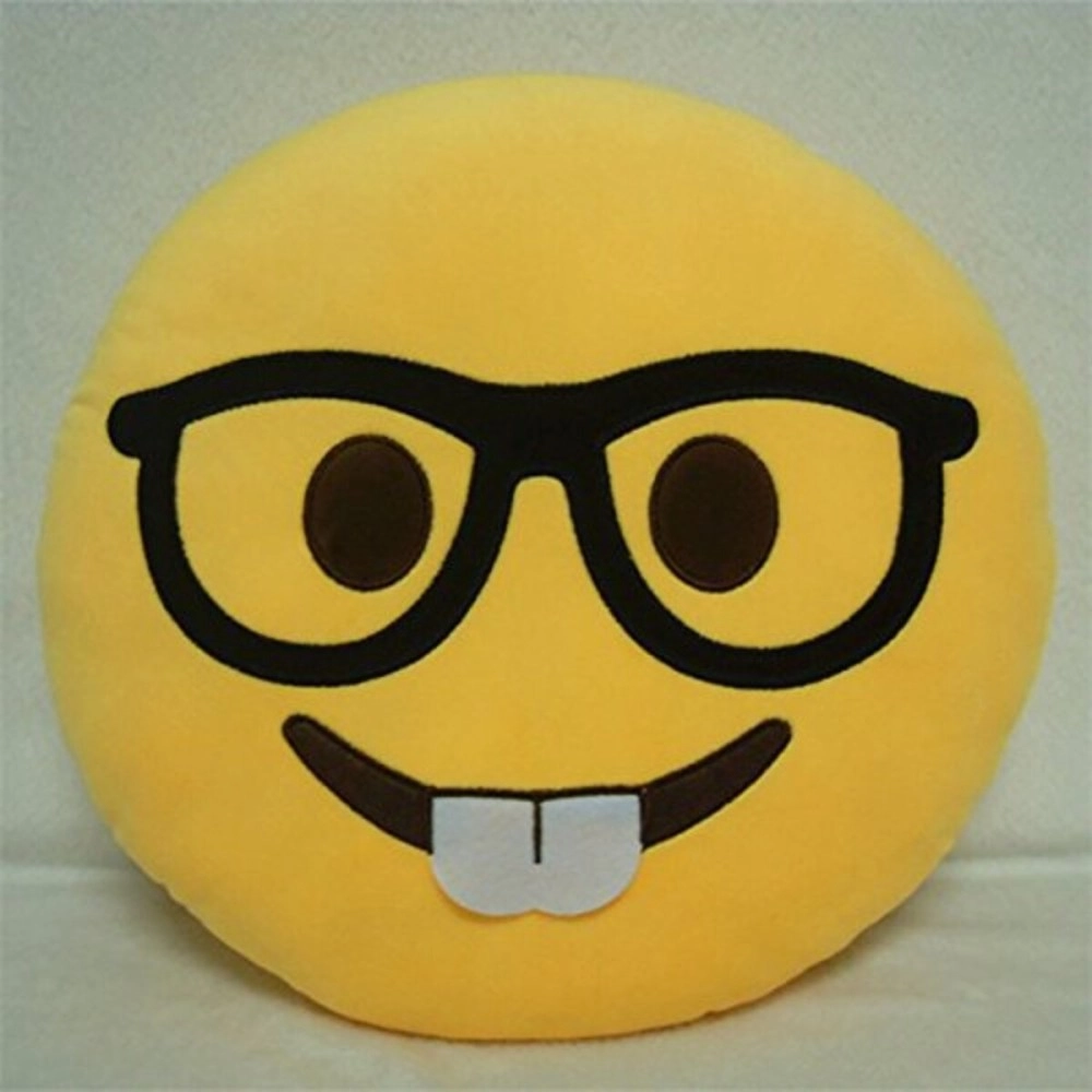 the purple tree Geek Nerd Emoji with Glasses Velvet Cushion (14x14 Inches, Yellow)