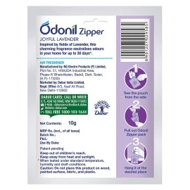 Odonil Bathroom Air Freshner Zipper (Joyful Lavender) - 10g | Instant & Long Lasting Fragrance | Lasts upto 30 days | Germ Protection