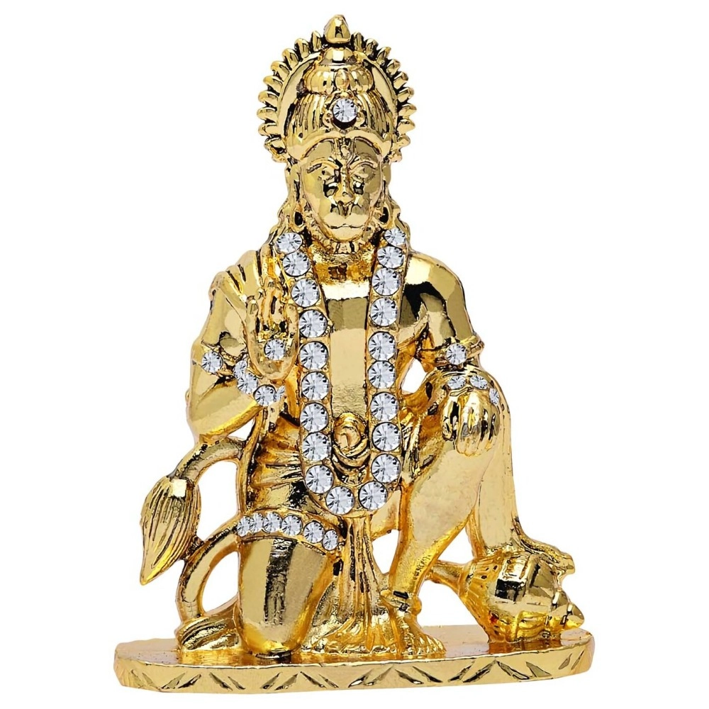 GCT Lord Hanuman Idol Bajrang Bali Ashirwad Idol (B-50) Antique Gold Metal Statue for Home Dcor Car Dashboard Mandir Pooja Murti Temple Puja Office Table Showpiece