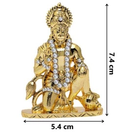 GCT Lord Hanuman Idol Bajrang Bali Ashirwad Idol (B-50) Antique Gold Metal Statue for Home Dcor Car Dashboard Mandir Pooja Murti Temple Puja Office Table Showpiece
