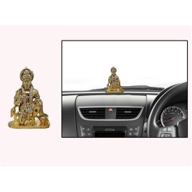 GCT Lord Hanuman Idol Bajrang Bali Ashirwad Idol (B-50) Antique Gold Metal Statue for Home Dcor Car Dashboard Mandir Pooja Murti Temple Puja Office Table Showpiece