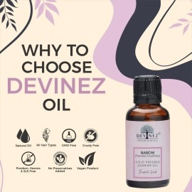 Devinez Babchi Cold Pressed Oil, Bakuchi (Psoralea Corylifolia), 100% Pure, Natural & Undiluted, 30ml in Glass Bottle, Ideal For Hair Growth, Hair Care, Skin Care, Scar, wound Healing