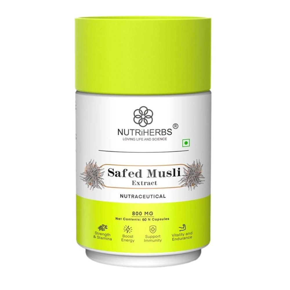 Nutriherbs Safed Musli Organic 800 Mg 60 Capsules (Pack of 1)