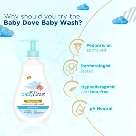 Baby Dove Rich Moisture Hair to Toe Baby Wash 400 ml No Tears Body Wash for Baby\'s Soft Skin - Hypoallergenic, No Sulphates, No Parabens