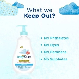 Baby Dove Rich Moisture Hair to Toe Baby Wash 400 ml No Tears Body Wash for Baby\'s Soft Skin - Hypoallergenic, No Sulphates, No Parabens