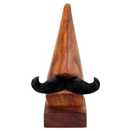 Craftland Rosewood Wooden Brown Handcrafted Nose Shaped Goggle Spectacle/Specs Eyeglass Holder Stand with Black Moustache (Black Moutche)