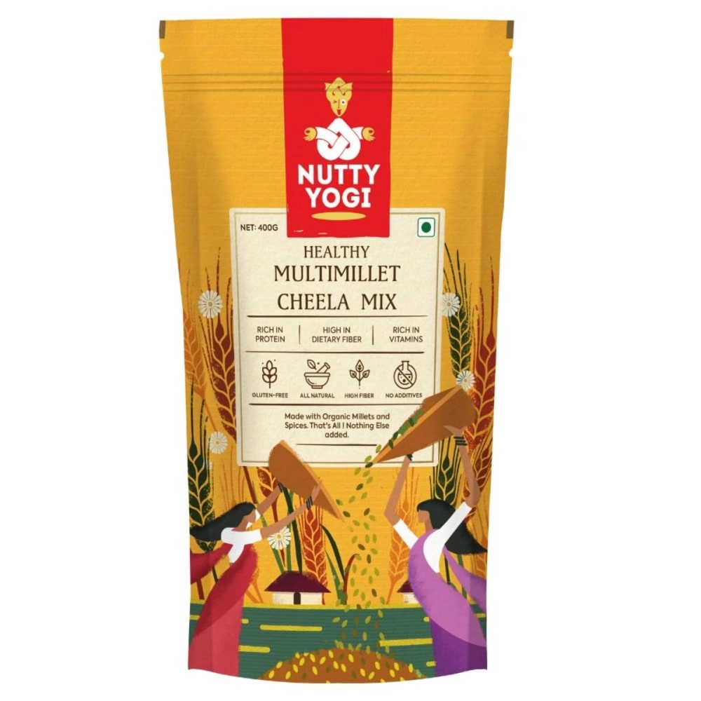 Nutty Yogi Gluten Free Multimillet Cheela Mix 400 gm I Indian Pancake I Healthy Breakfast I Protein Rich I Easy to Make I Nutritious and Delicious