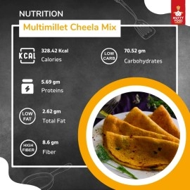 Nutty Yogi Gluten Free Multimillet Cheela Mix 400 gm I Indian Pancake I Healthy Breakfast I Protein Rich I Easy to Make I Nutritious and Delicious