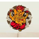 Decals Design \'Lord Ganesha Motif Colourful\' Wall Sticker (PVC Vinyl, 60 cm x 60 cm),Multicolour