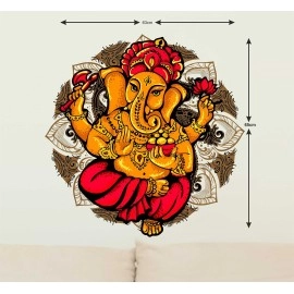 Decals Design \'Lord Ganesha Motif Colourful\' Wall Sticker (PVC Vinyl, 60 cm x 60 cm),Multicolour