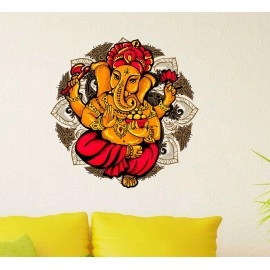 Decals Design \'Lord Ganesha Motif Colourful\' Wall Sticker (PVC Vinyl, 60 cm x 60 cm),Multicolour