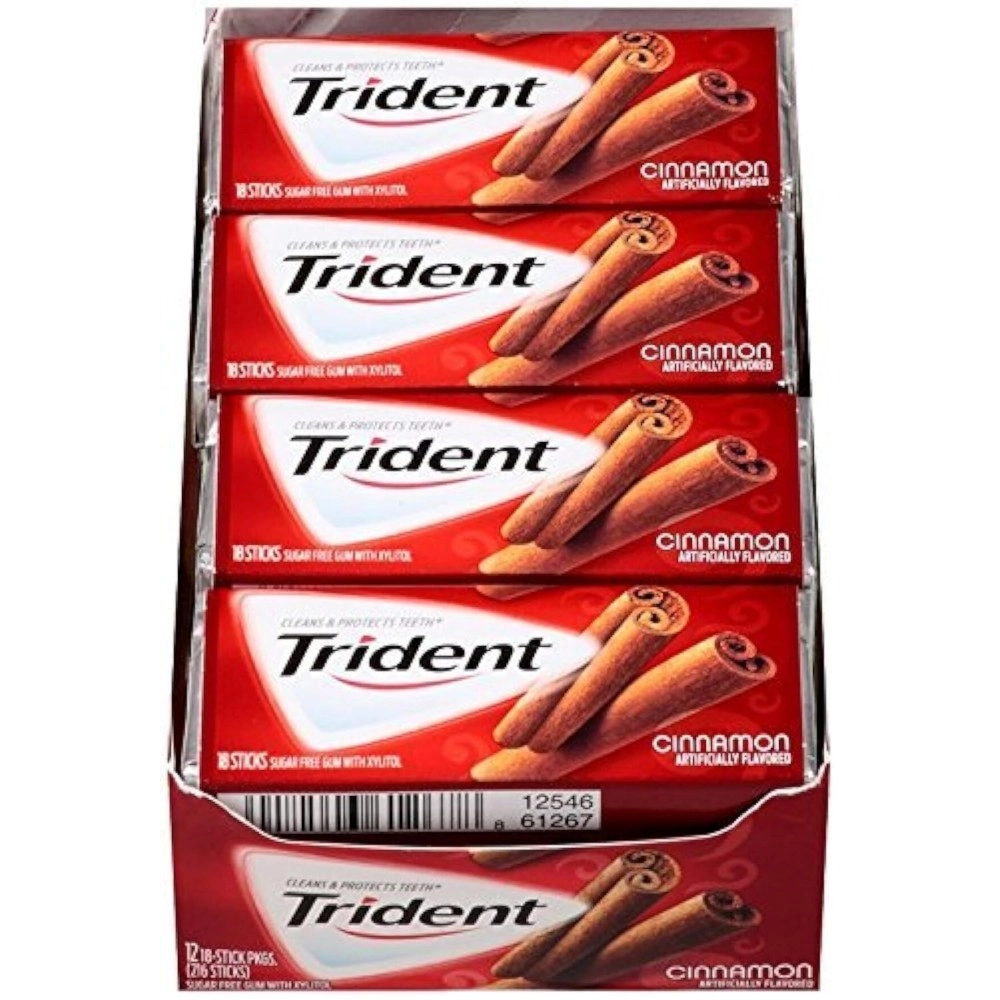 Trident Sugar-free Gum Cinnamon Flavour 18 Sticks (Pack of 12)