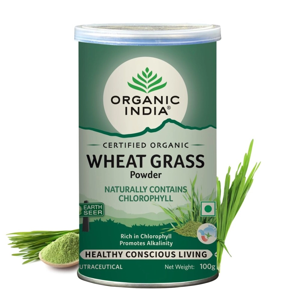 Organic India Wheat Grass Powder | Helps Boost Energy | Clense Body & Detox Body | 100 Grams