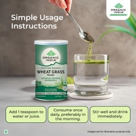 Organic India Wheat Grass Powder | Helps Boost Energy | Clense Body & Detox Body | 100 Grams