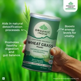 Organic India Wheat Grass Powder | Helps Boost Energy | Clense Body & Detox Body | 100 Grams