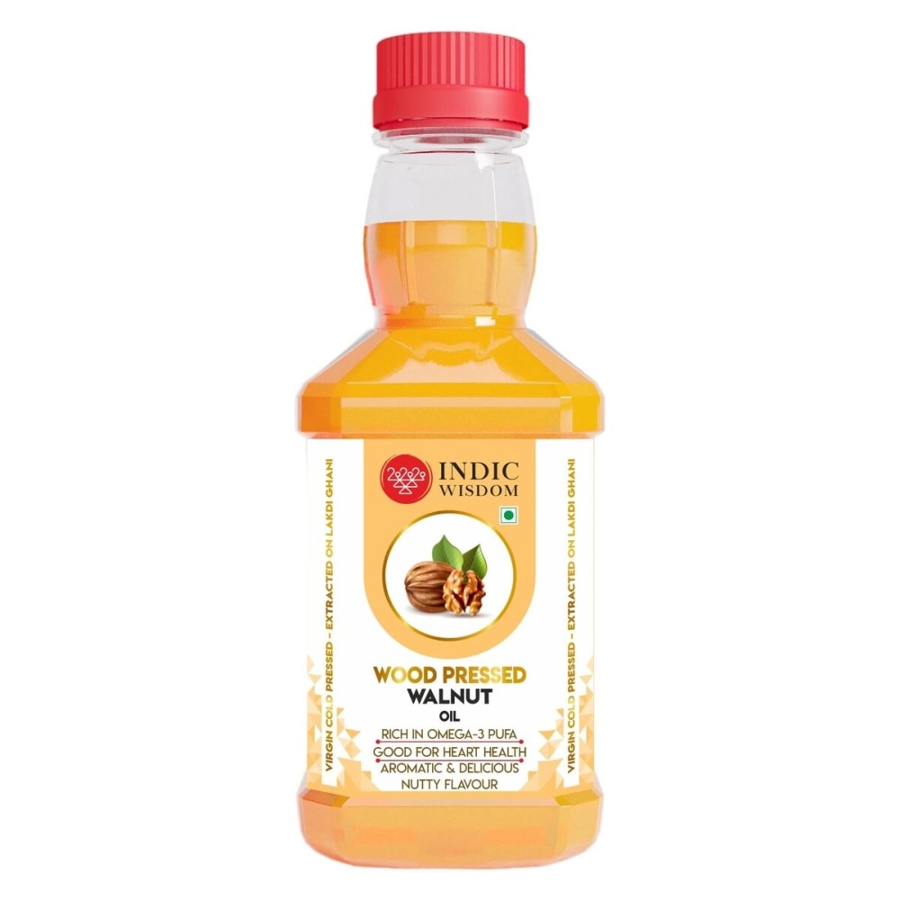 IndicWisdom Wood Pressed Walnut Oil 100ml (Cold Pressed - Extracted on Wooden Churner) Edible  