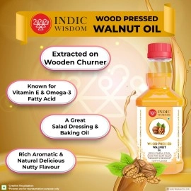 IndicWisdom Wood Pressed Walnut Oil 100ml (Cold Pressed - Extracted on Wooden Churner) Edible  