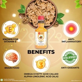 IndicWisdom Wood Pressed Walnut Oil 100ml (Cold Pressed - Extracted on Wooden Churner) Edible  