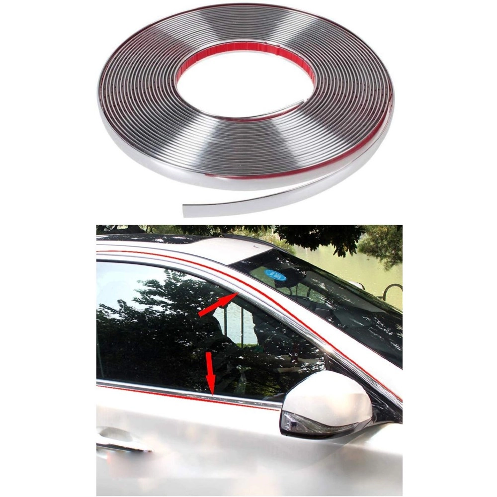 SARTE 10 mm Side Window Chrome Beading Roll for All Cars Universal (5 Meter Approx)