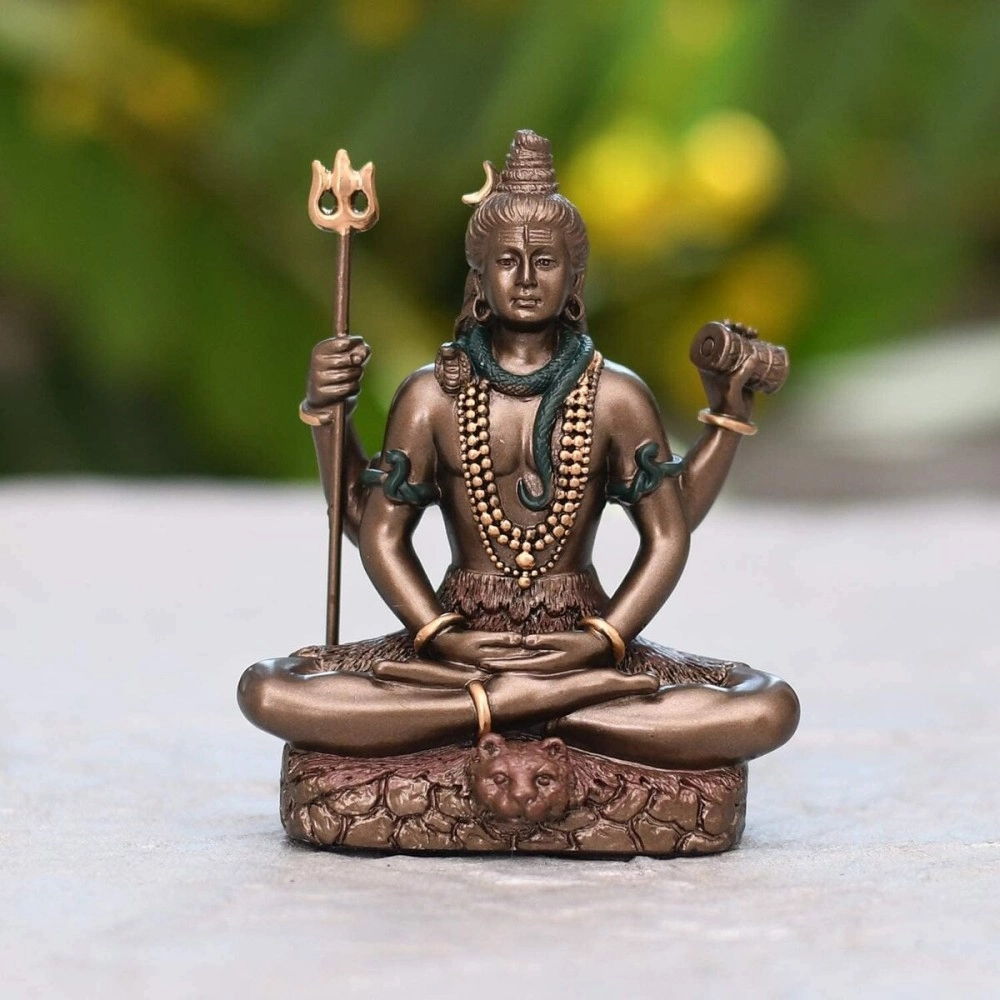 Collectible India Lord Shiva Idol Shiv Padmasana Sitting Statue | Gift Item for Home Family and Friends (3.1 Inches)