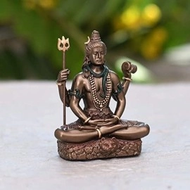 Collectible India Lord Shiva Idol Shiv Padmasana Sitting Statue | Gift Item for Home Family and Friends (3.1 Inches)