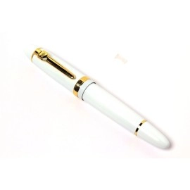 GOLD LEAF EXCLUSIVE JINHAO 159 FOUNTAIN PEN SHINE WHITE MEDIUM NIB WITH GOLDEN TRIMS