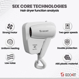 GOCART WITH G LOGO 1200 Watts Hair Dryer Electric Wall Mount Hairdryers Hotel Bathroom Household Dry Skin Hanging Wall