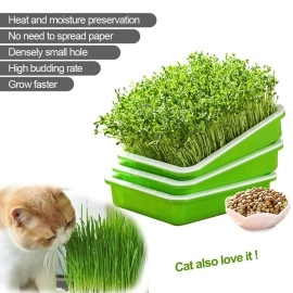 LeJoy Garden Seed Sprouter Tray BPA Free PP Soil-Free Big Capacity Healthy Wheatgrass Grower with Lid Sprouting Kit 13.4x9.84x4.72 inches,Green