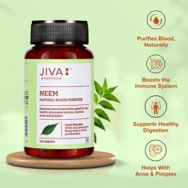 Jiva Neem Ayurvedic Tablets 500mg | Natural Blood Purifier | Skin Wellness | Controls Acne and Pimples | Veg Tablets | 100% Pure & Natural - 120 Tablet (Pack of 3)