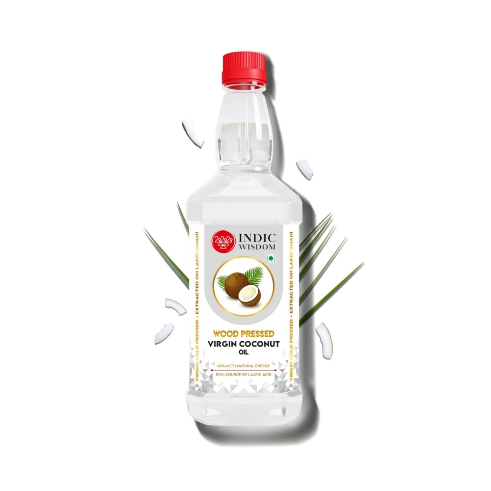 IndicWisdom Wood Pressed Virgin Coconut Oil 500 ml (Cold Pressed Coconut Oil - Extracted on Wooden Churner)