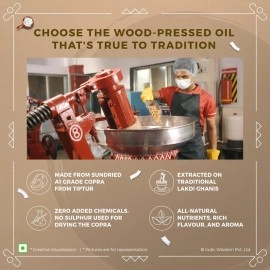 IndicWisdom Wood Pressed Virgin Coconut Oil 500 ml (Cold Pressed Coconut Oil - Extracted on Wooden Churner)