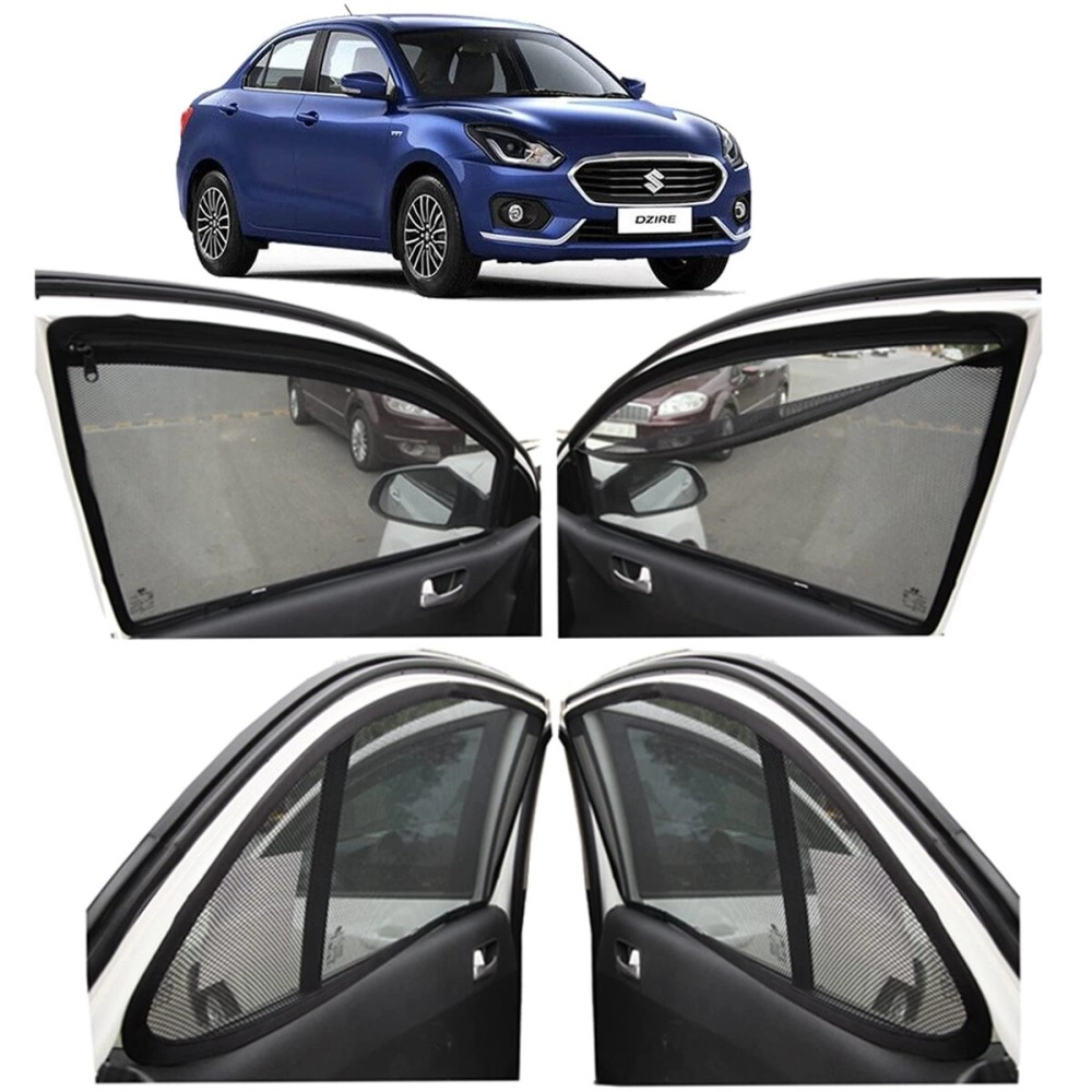 AUTOFACT Magnetic Window Sun Shades for Maruti Suzuki Swift Dzire 2017 Onwards -Set of 4 - with Zipper