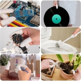 SCHOFIC ANTI-STATIC ESD SAFE CHLORINATED DISPOSABLE LATEX FINGER COTS [REUSABLE RUBBER FINGERTIPS] 4 MIL THICK - White (200)