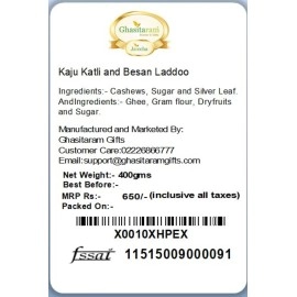 Ghasitaram Gifts Bhaidooj Gifts - Bhaidooj Hampers - Kaju Katli and Besan Laddoo