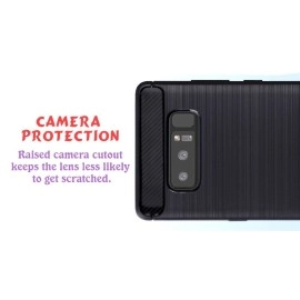 Plus Carbon Fiber Brushed Texture Shockproof Back Case Cover For Samsung Galaxy Note 8 - Midnight Black