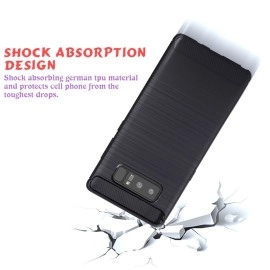 Plus Carbon Fiber Brushed Texture Shockproof Back Case Cover For Samsung Galaxy Note 8 - Midnight Black