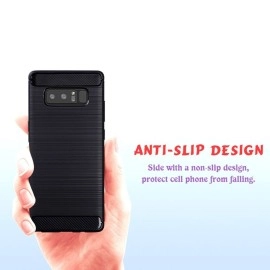 Plus Carbon Fiber Brushed Texture Shockproof Back Case Cover For Samsung Galaxy Note 8 - Midnight Black