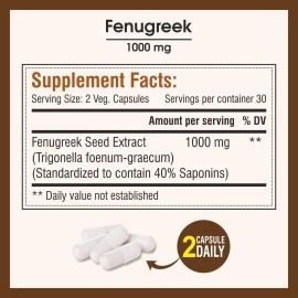 Biotrex Nutraceuticals Fenugreek for Improving Cholesterol Levels (1000 mg, 60 Capsules)