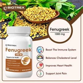 Biotrex Nutraceuticals Fenugreek for Improving Cholesterol Levels (1000 mg, 60 Capsules)