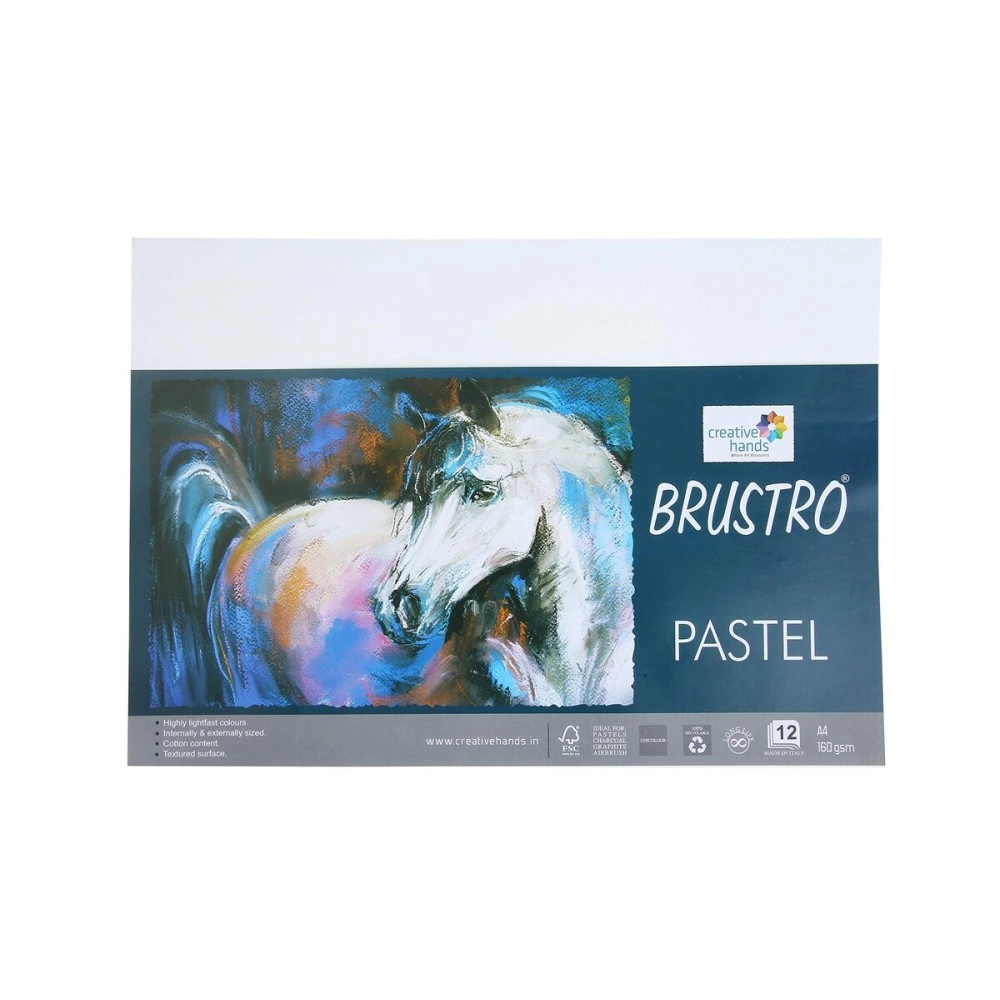 Brustro Artists Pastel Papers 160 GSM A4 White 2 Packets (Each Packet Contains 12 Sheets)