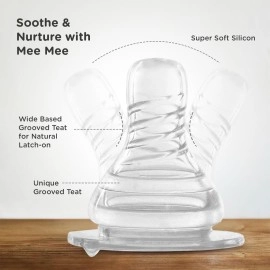 Mee Mee Anti-Colic Easy Flo Silicone Teat, White - Medium - 6 Pieces (Pack of 3)