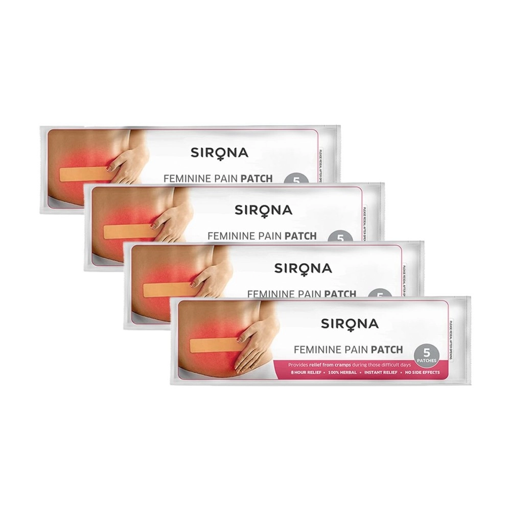 Sirona Herbal Period Pain Relief Patches | 100% Natural with Essential Oils Instant Relief from Menstrual Cramps | Cool Patches with No Chemical Actives, No Side Effects (20 Patches)