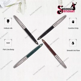 Success Stationery Fountain Pen for Students Original Hero Pen 329 Silver Cap Smooth Iridium Tip Nib Refillable Ink Pen Gold Arrow Pattern Black Green Maroon - Pack of 3